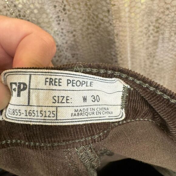 Free People Reagan Walnut Brown Button Fly Corduroy Ankle Jeans Size 30 - Picture 3 of 8